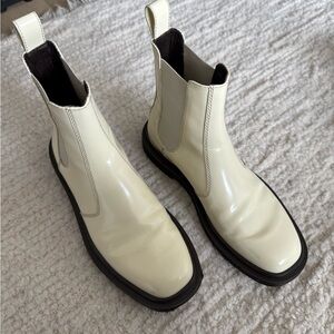 The Row Cream Ankle Boots